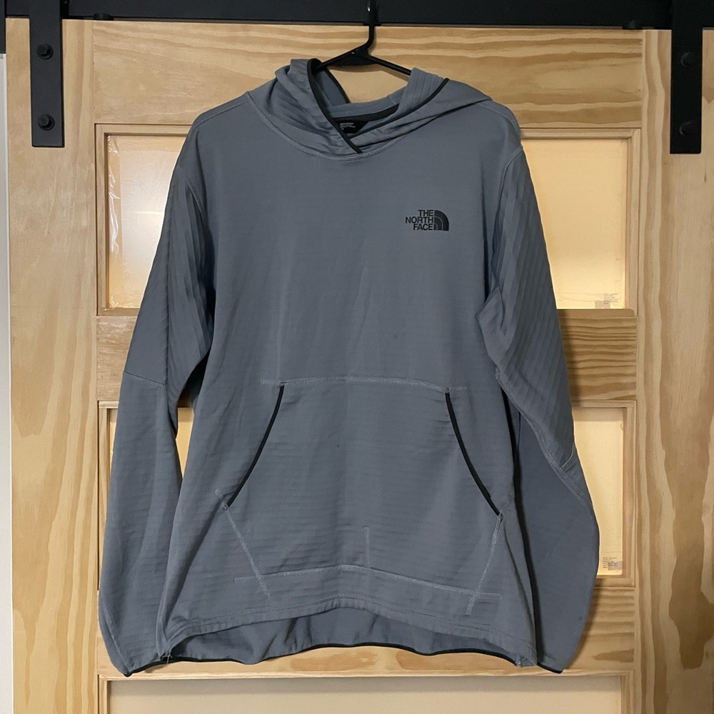 The North Face Echo Men's Mid Gray Pullover Slim Fit Fleece Elastic Hoodie